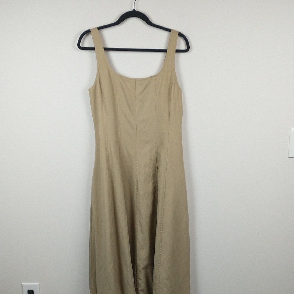 Madewell seamed Squareneck Tan Midi Dress